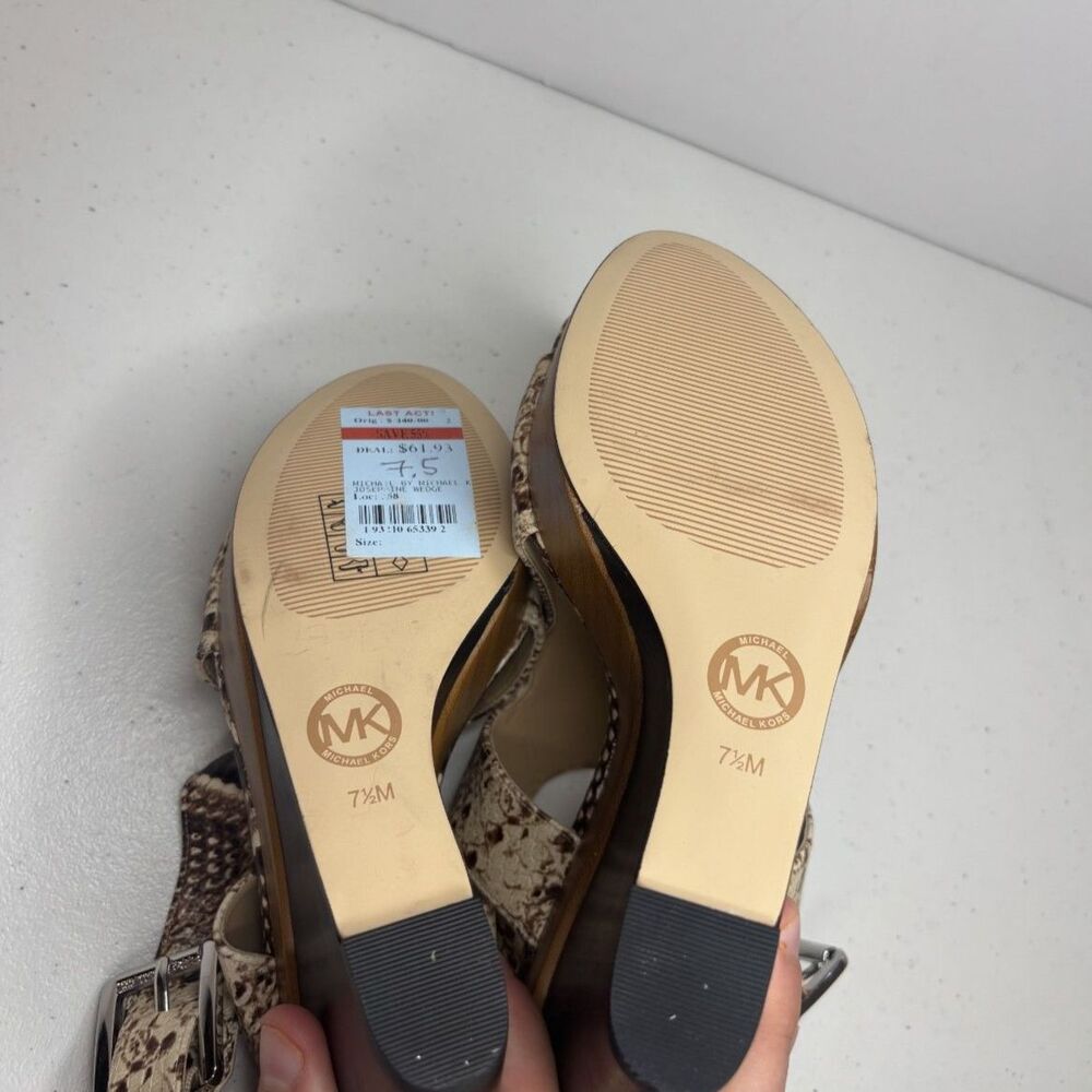 Michael Kors Snake Print Leather Wedge Heeled Sandals Designer Womens Like New - Picture 12 of 13